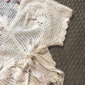 White Crochet Wrap Sweater